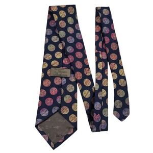 Talbot Studio Silk Necktie Abstract Circles Pattern Blue Multi Color Woven Mens